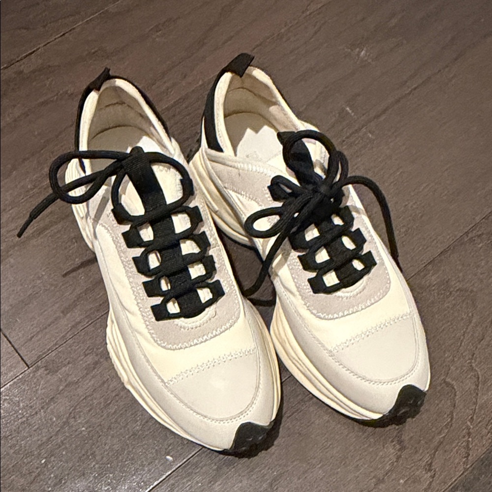 Stylish Cream and Black Women's Sneakers